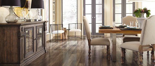 living room with luxury vinyl tile flooring